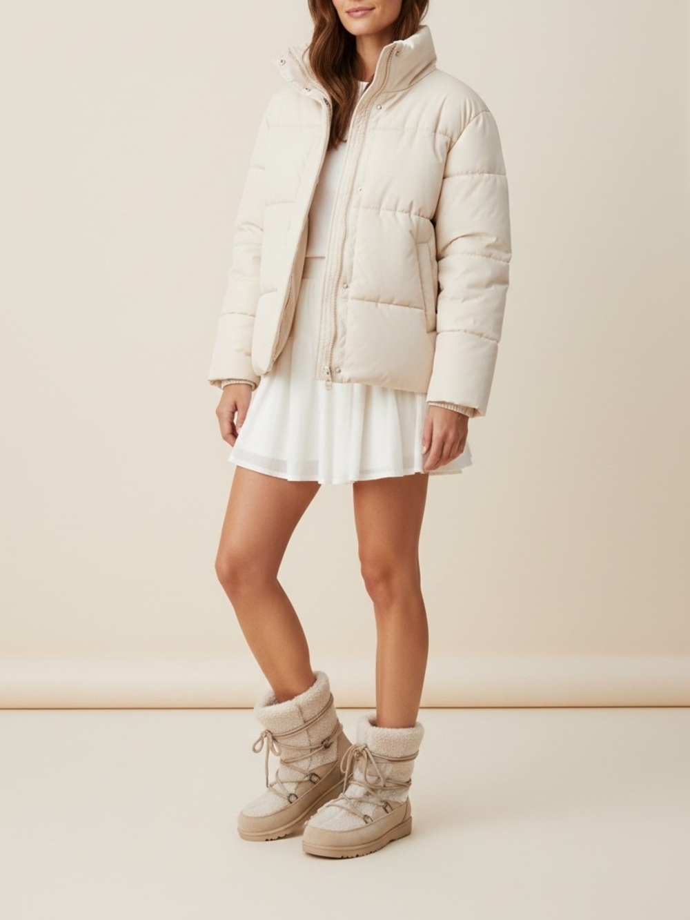 Women's Cream Sherpa Faux Fur Suede Boots• 9.5